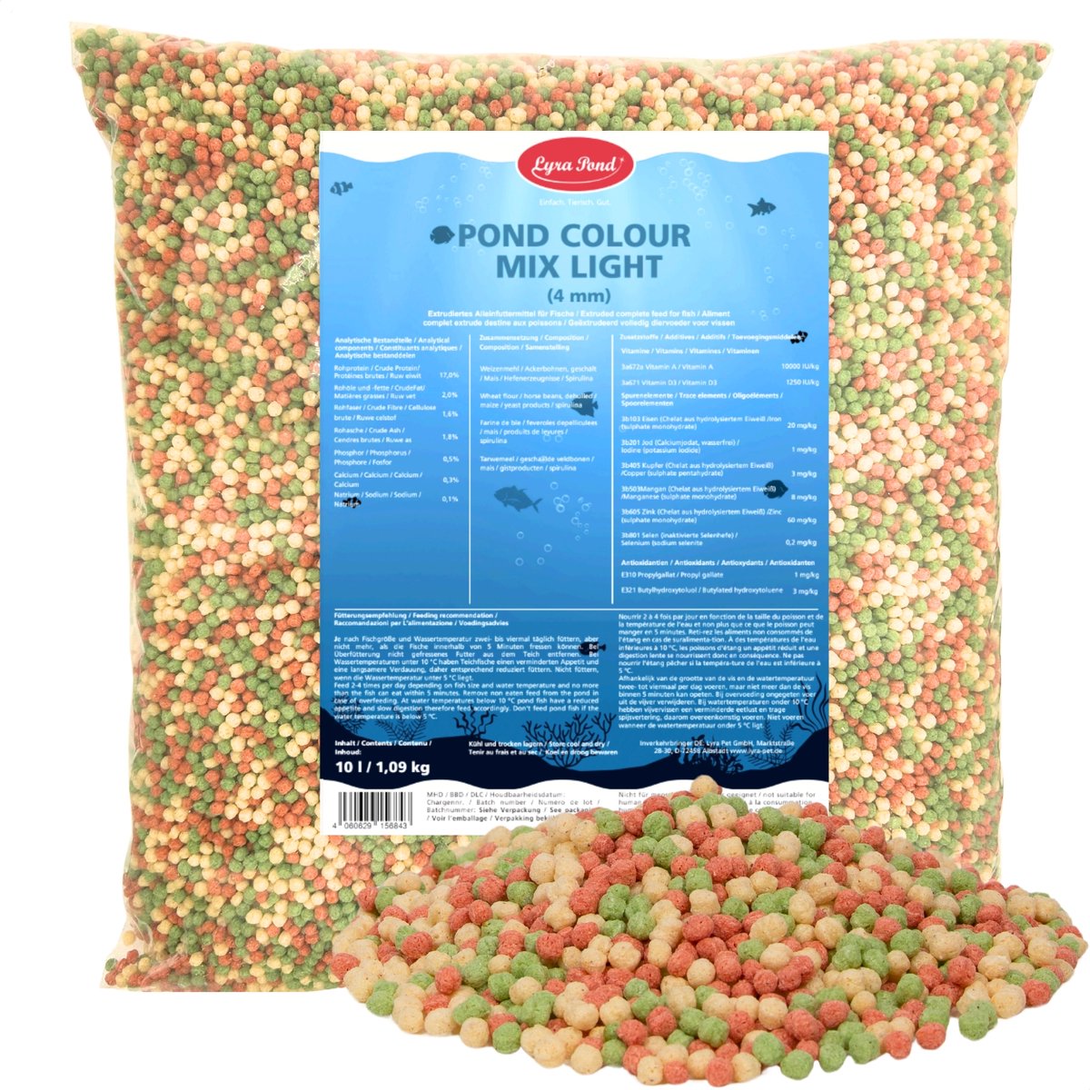 10 liter (1,09 kg) Lyra Pond® Pond Colour Mix Light visvoer vijvervoer