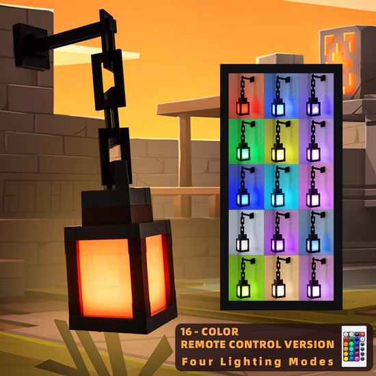 Pixel Art Nachtlampje - Draagbare Retro Lantaarn - 16 Kleuren RGB - DIY Sfeerlicht van Minecraft — afbeelding 3
