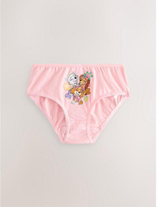Roze slip met afbeeldingen van Chase, Skye en Everest van Paw Patrol met sterren.