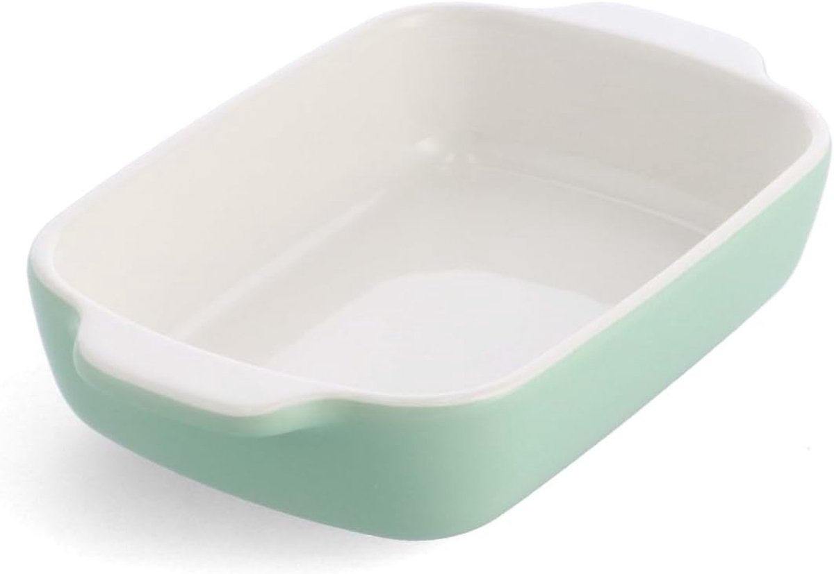 Ovenschaal met deksel - Kleine schaal - Lasagne bakken - Keramische antiaanbaklaag - 24 x 15 cm - Pistache