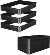 TRUTZHOLM - Moestuinbak - Kweekbak - Set van 3 Palletranden - 120x80x60 cm - Zwart - Stapelbaar Hoogtebed - Tuin & Balkon