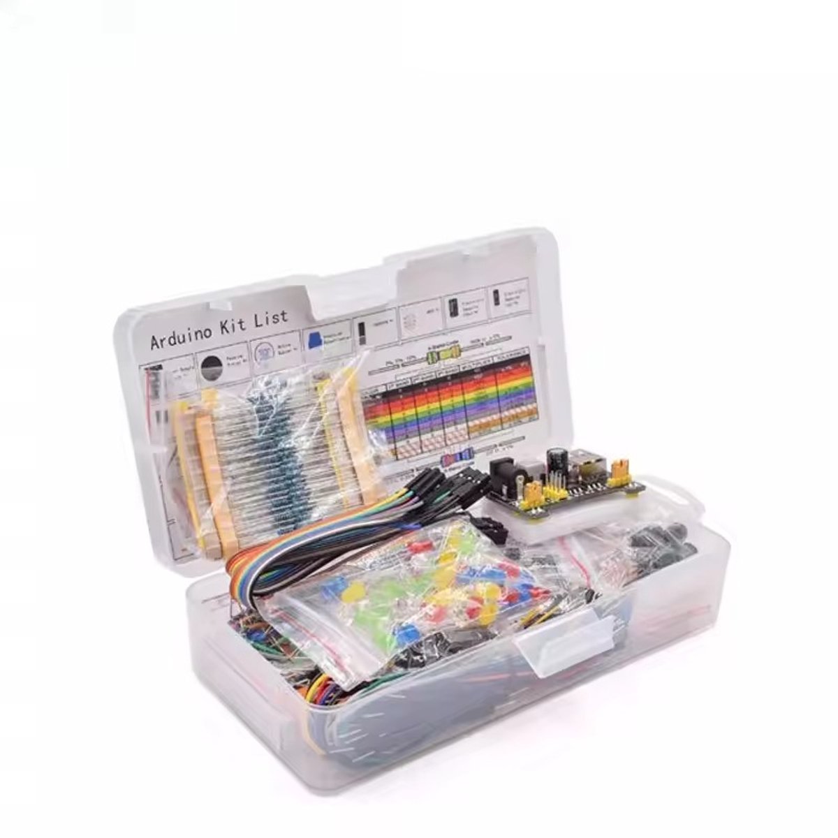Elektronica Starterkit met Voedingmodule & 830-Punts Breadboard – 372 Componenten – Geschikt voor Arduino Projecten met LED’s, Weerstanden & Jumper Wires