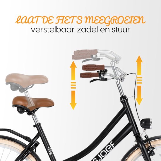 SJOEF City Meisjesfiets 24 inch - Kinderfiets 8, 9, 10, 11, 12 jaar - Fiets 24 inch Meisje - Zwart