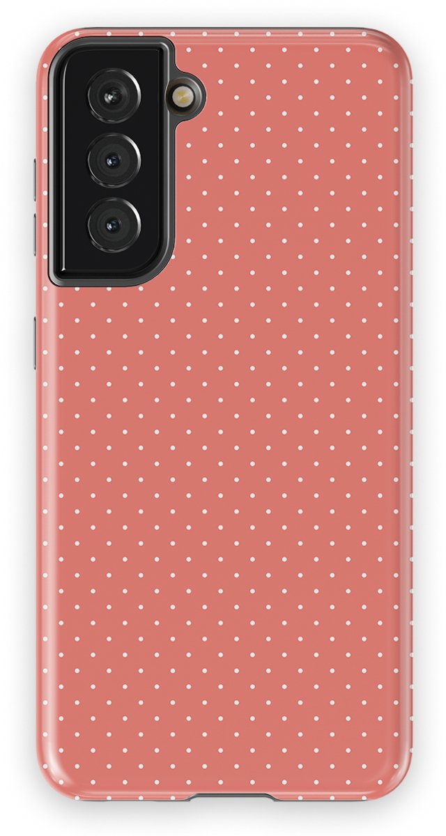 Micro Dots Tough Hoesje Samsung Galaxy S21 FE | Geschikt Voor Mag | Stippen Motief Backcover Samsung Galaxy S21 FE Soft Coral