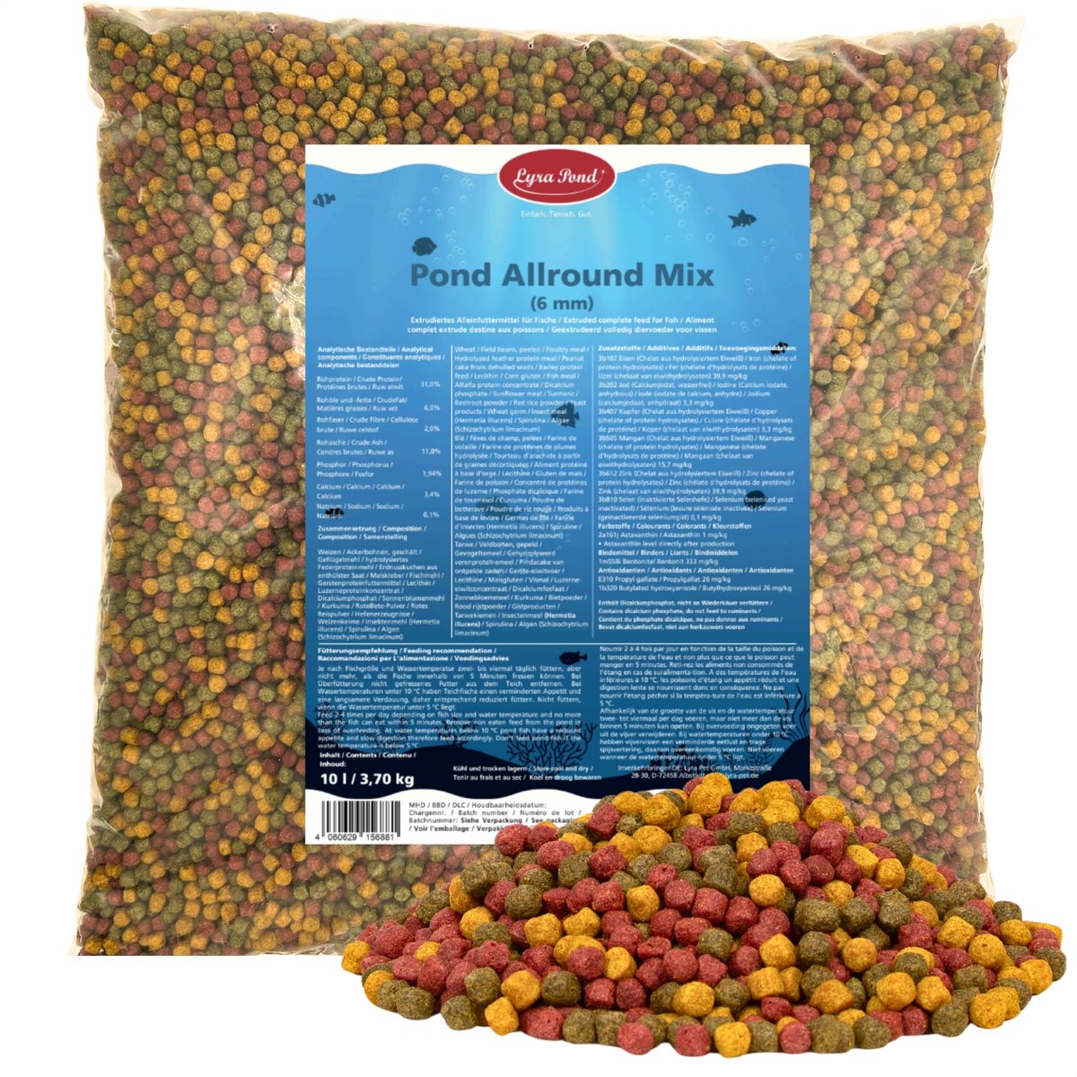 10 liter (3,7 kg) Lyra Pond® Pond Allround Koi Mix visvoer vijvervoer