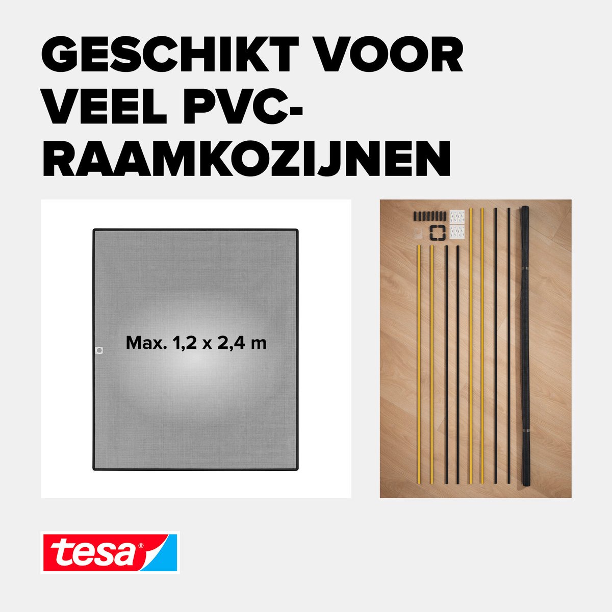 Tesa Insect-Stop Open/close vliegenhor ramen antraciet - Voor 17.30u, morgen in huis