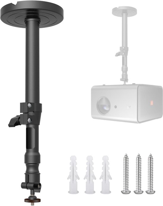 Projector Houder 360° Draaibaar Verstelbaar tot 68 cm – Universele Beugel voor Plafond & Muur – Zwart
