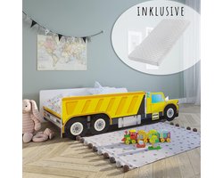Kindermodel Bed met Thema Bouwplaats, 80x160 cm, Inclusief Anti-Valmatras en Lattenbodem