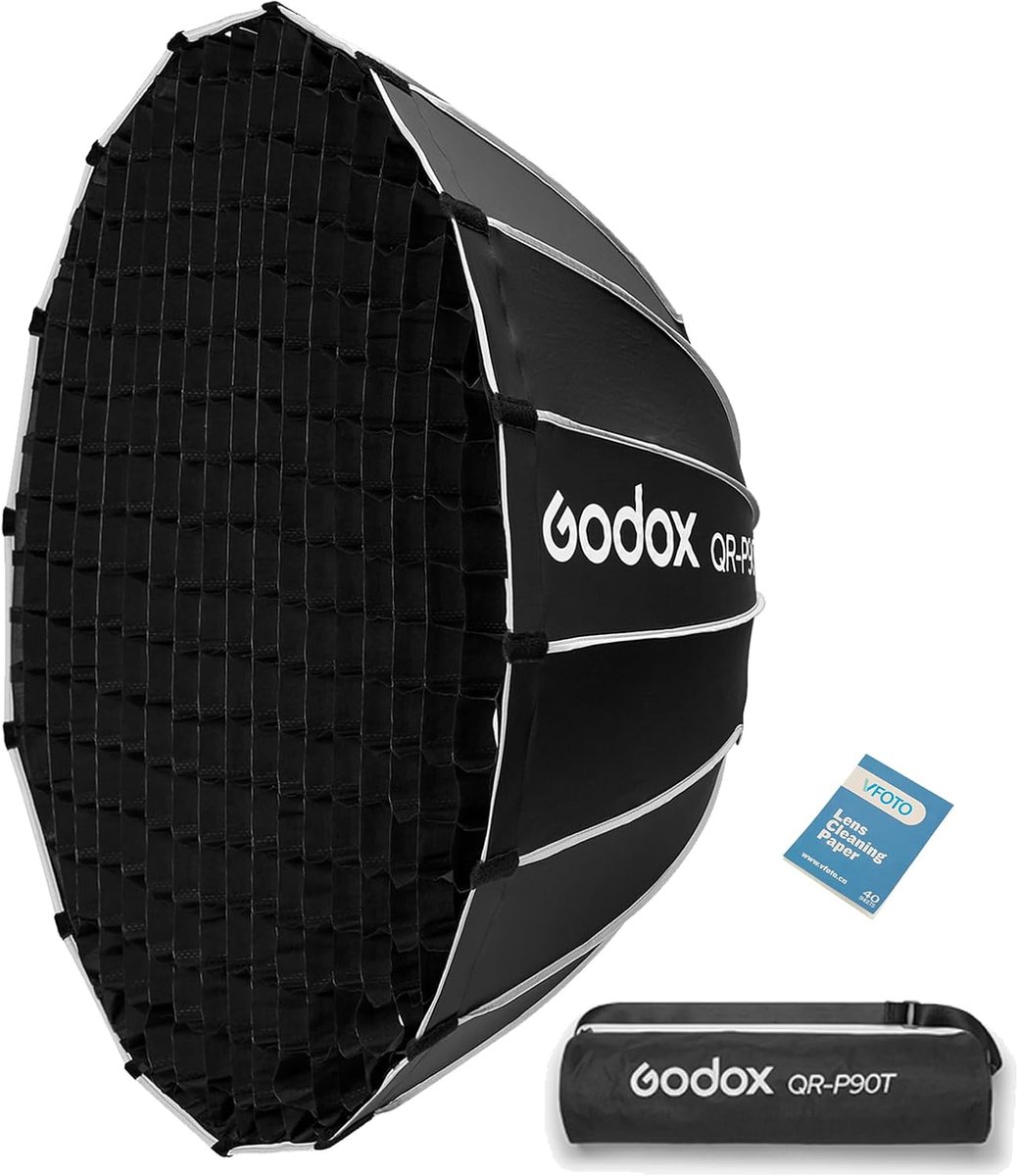 Parabolische Softbox 90cm met Grid en Bowens Mount voor Studioflitsers