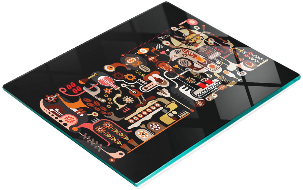 Decoratieve glazen snij- en serveerplank voor het maken van koffie, 60x52 cm
