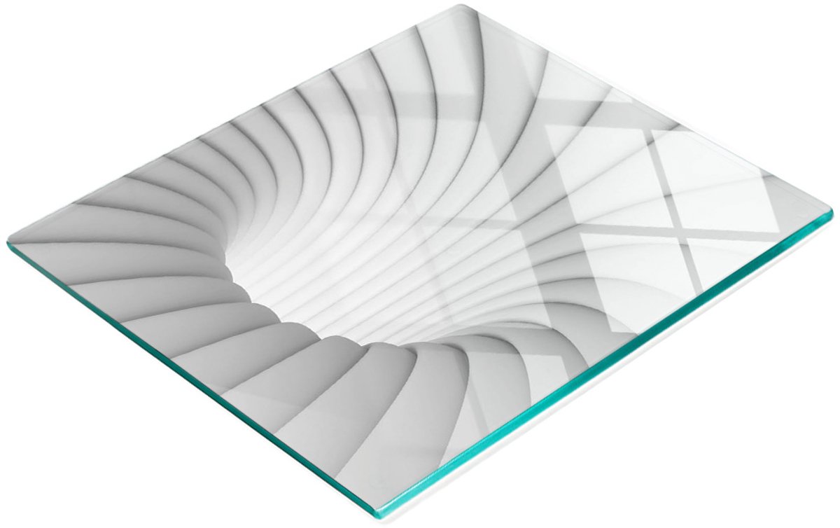 Keukenplank van gehard glas met abstracte tunnelgrafiek, 60x52 cm