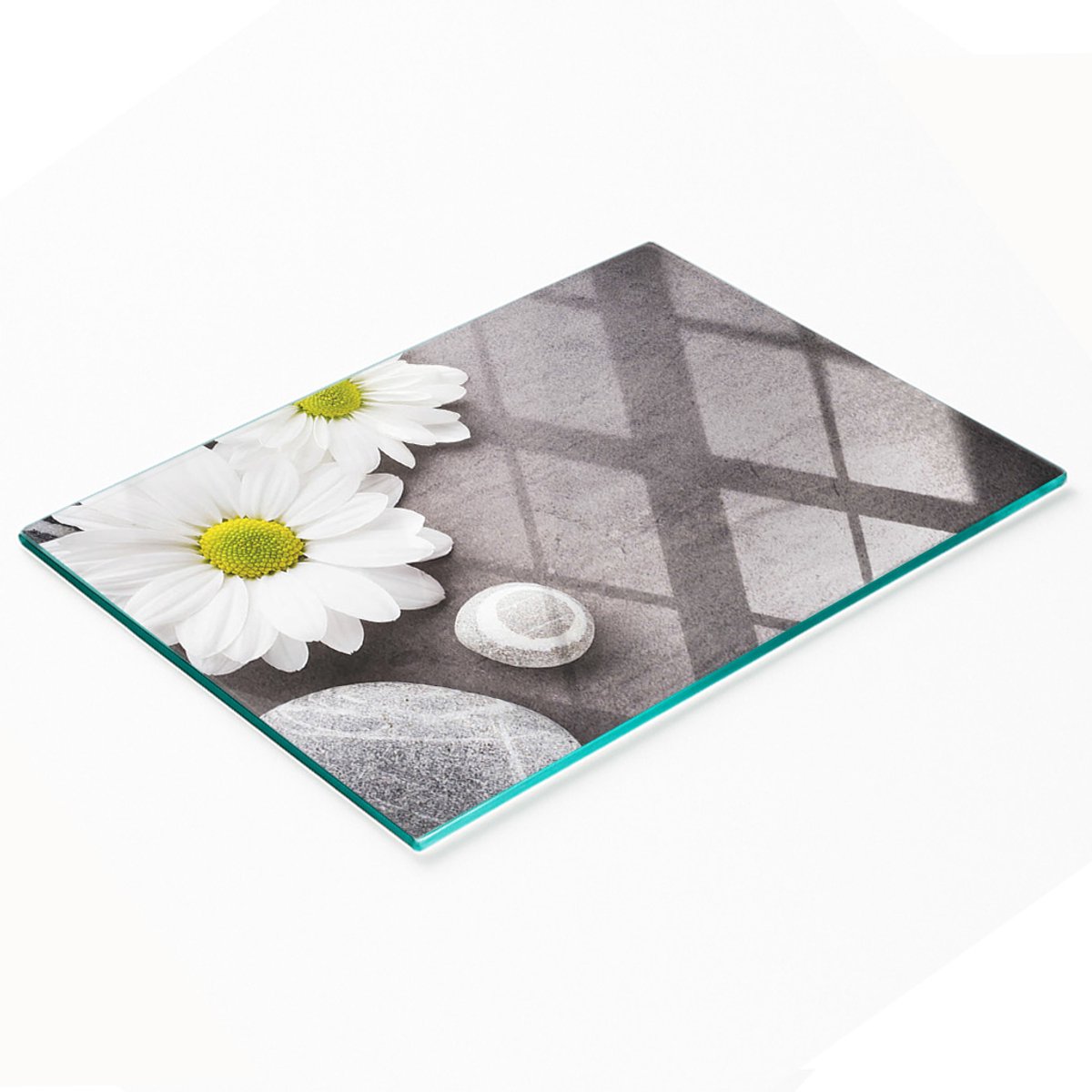 Gerbera decoratieve snijplank van gehard glas, 80x52 cm