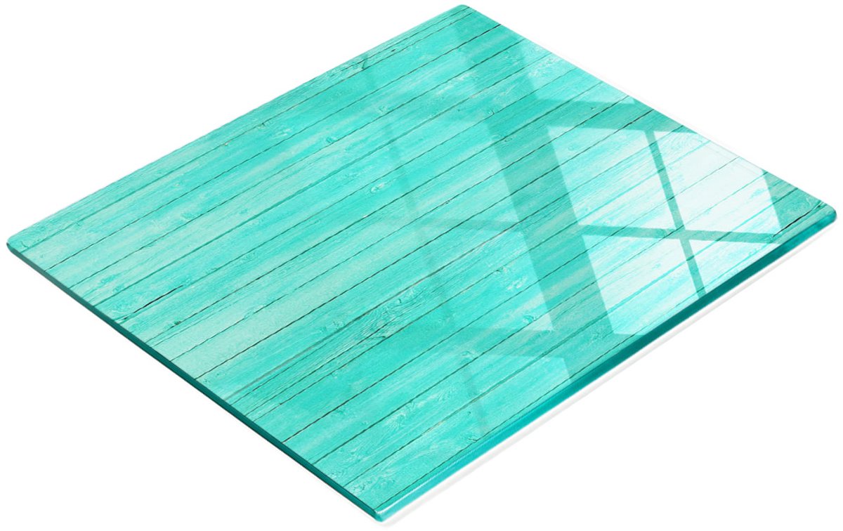 Glazen snijplank met grafische groene randen, 60x52 cm