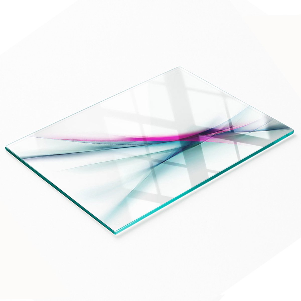 Keukenplank van gehard glas met decoratieve abstracte golfmotieven, 80x52 cm
