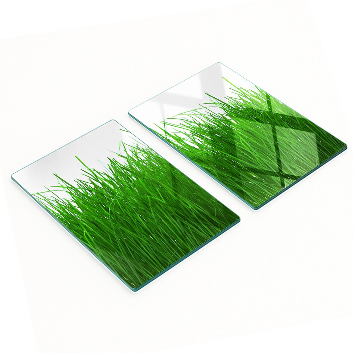 Multifunctionele decoratieve keukenplanken van gehard glas met grasmotief, 2x40x52 cm
