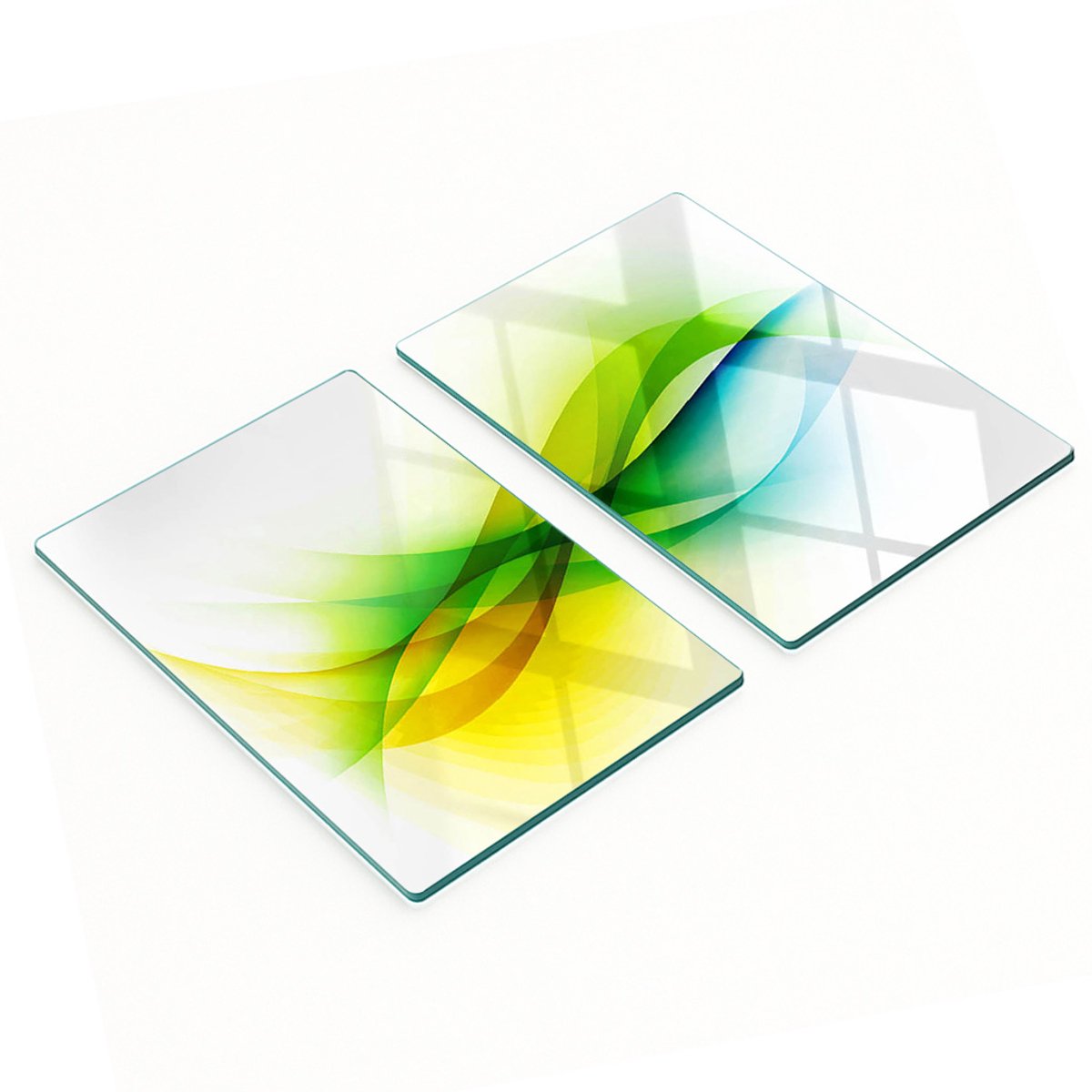 Decoratieve snijplanken van gehard glas met abstract golfmotief, 2x40x52 cm