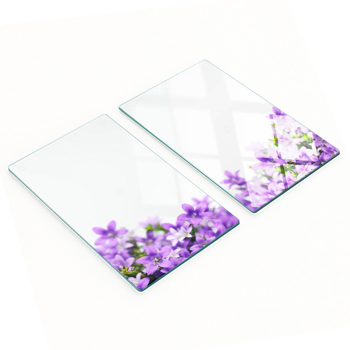 Multifunctionele decoratieve glazen borden met paarse belletjes, 2x30x52 cm