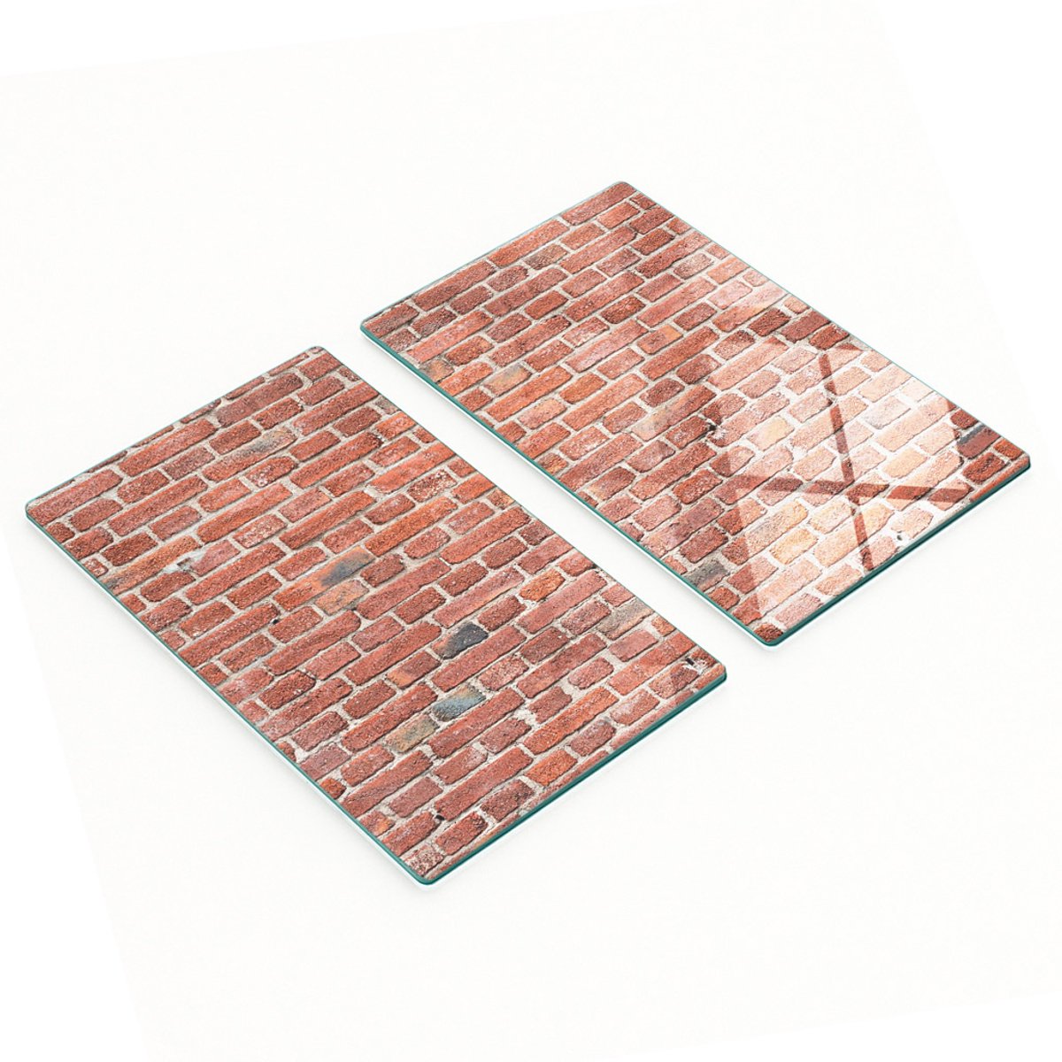 Glazen snijplanken voor in de keuken met afbeelding van een bakstenen muur, 2x30x52 cm