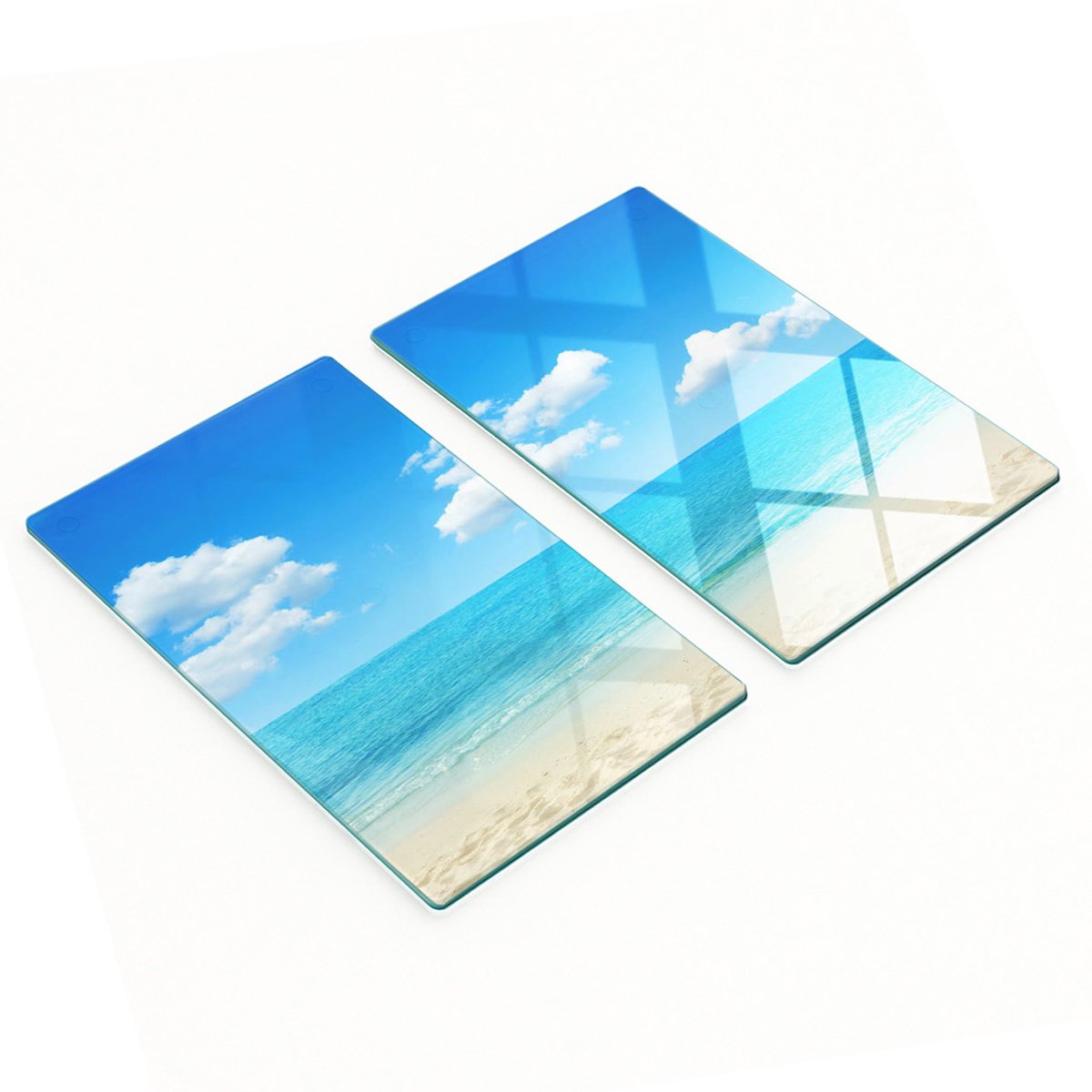 Decoratieve snijplanken van gehard glas, Paradise Beach, 2x30x52 cm