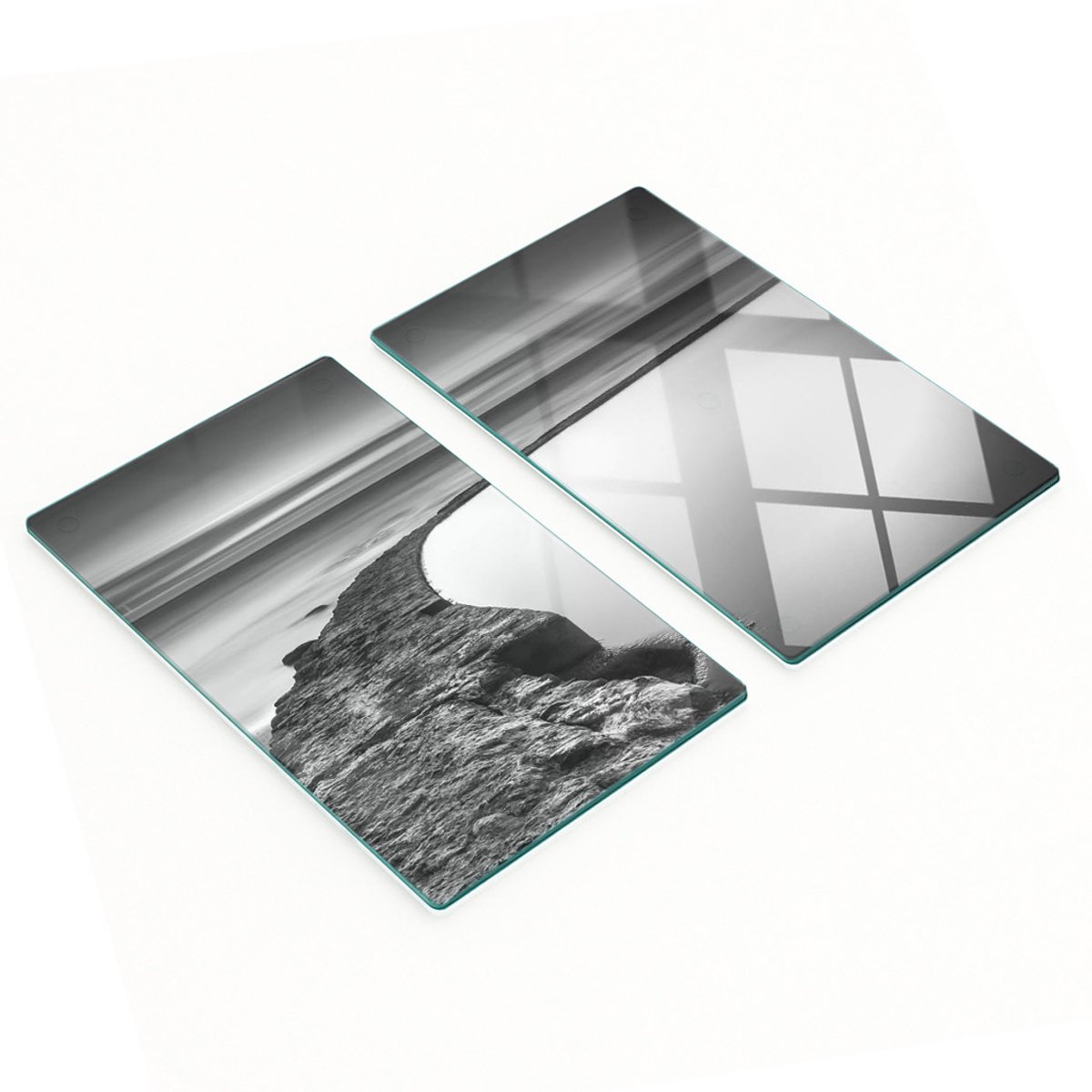 Decoratieve snijplanken van gehard glas, Pebble Beach-design, 2x30x52 cm