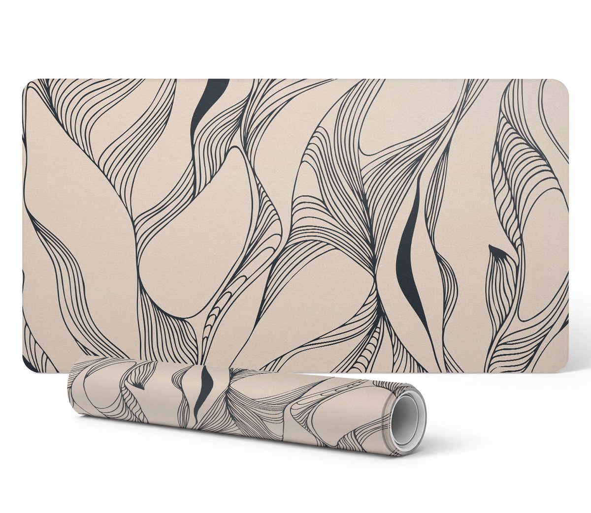 Antislip muis- en toetsenbordmat met abstracte lijnen, 120x60 cm
