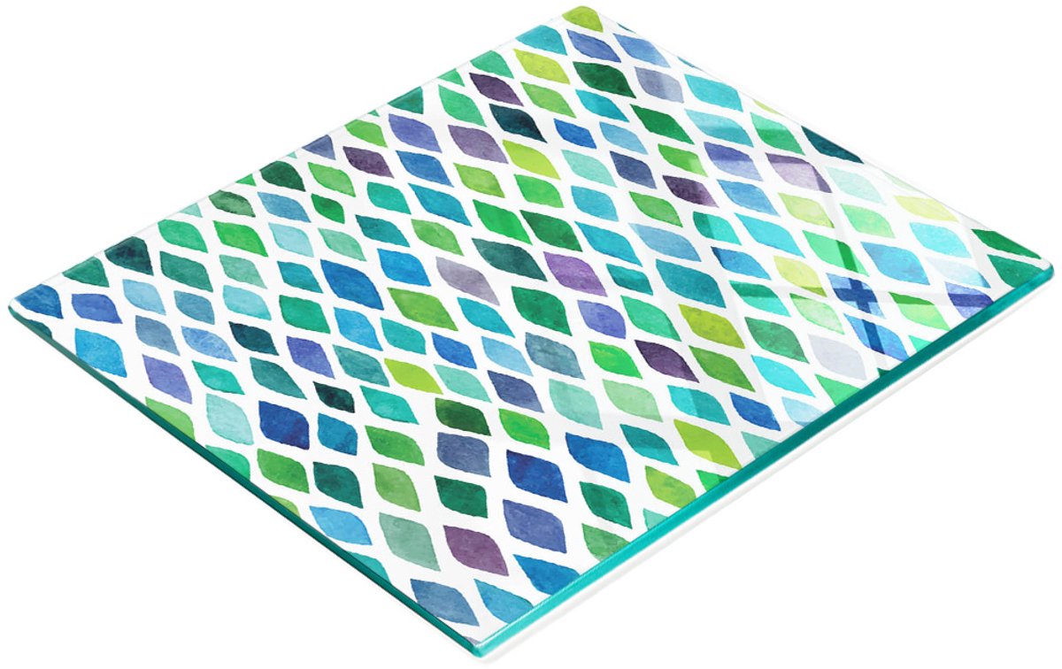 Multifunctionele decoratieve snijplank van gehard glas met patroon, 60x52 cm