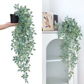 1 stuk kunstmatige hangplant, nep-eucalyptusplant in pot, voor binnen, slaapkamer, boho badkamer, huis, wandplankdecoratie,Stijl 11