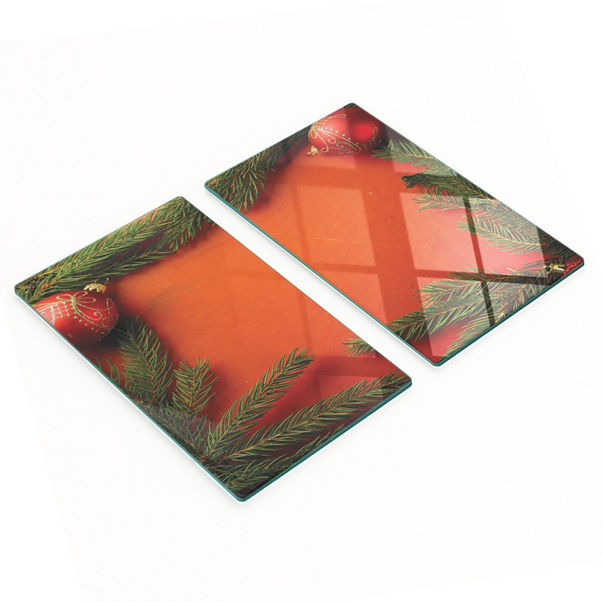 Keukenplanken van gehard glas met kerstafbeeldingen, 2x30x52 cm