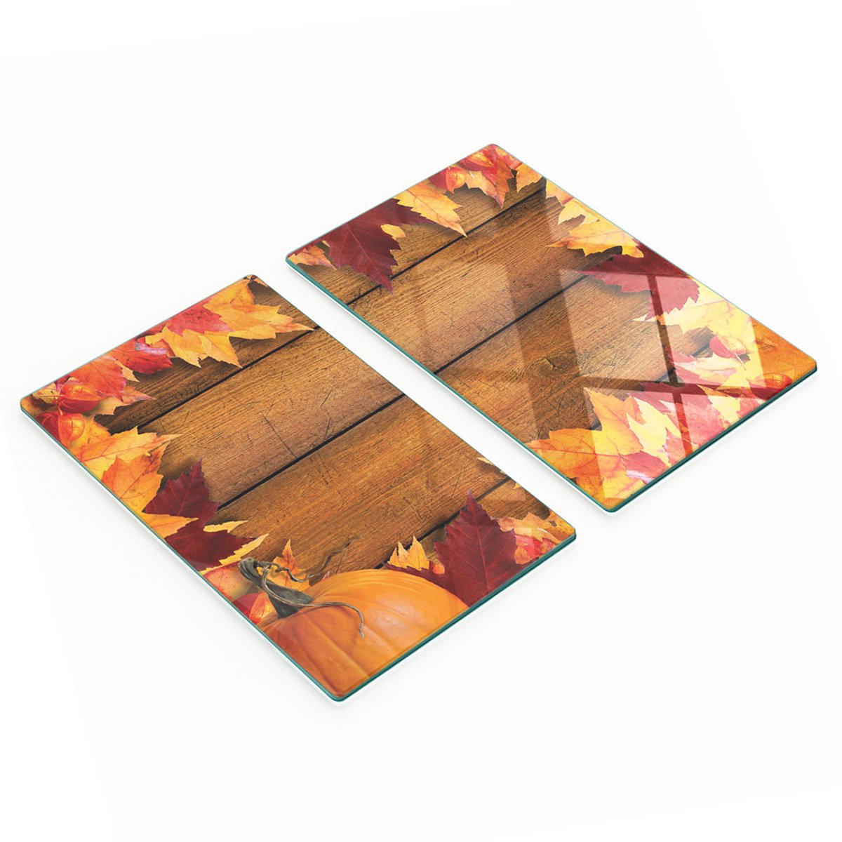 Glazen snijplanken met grafische bladeren, hout, 2x30x52 cm