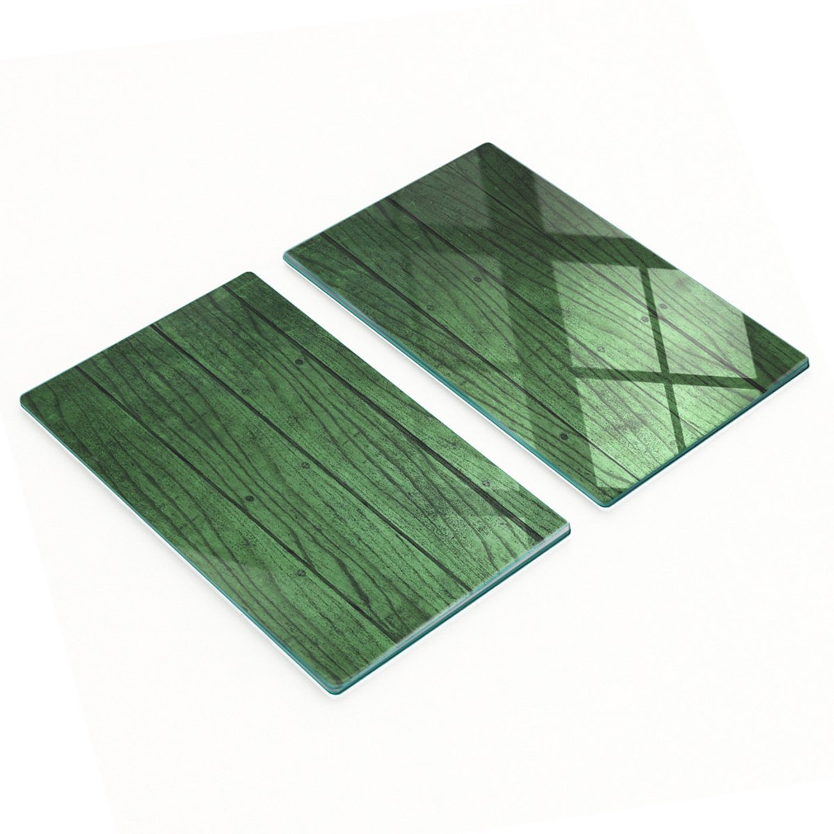 Krasbestendige glazen planken, houten planken, groen, 2x30x52 cm