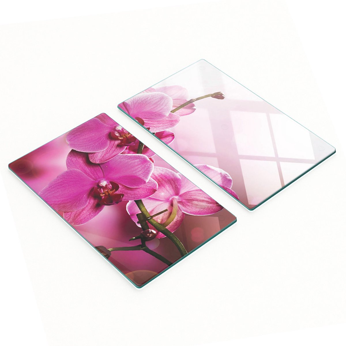 Keukenplanken van gehard glas met orchideeënmotief, 2x30x52 cm