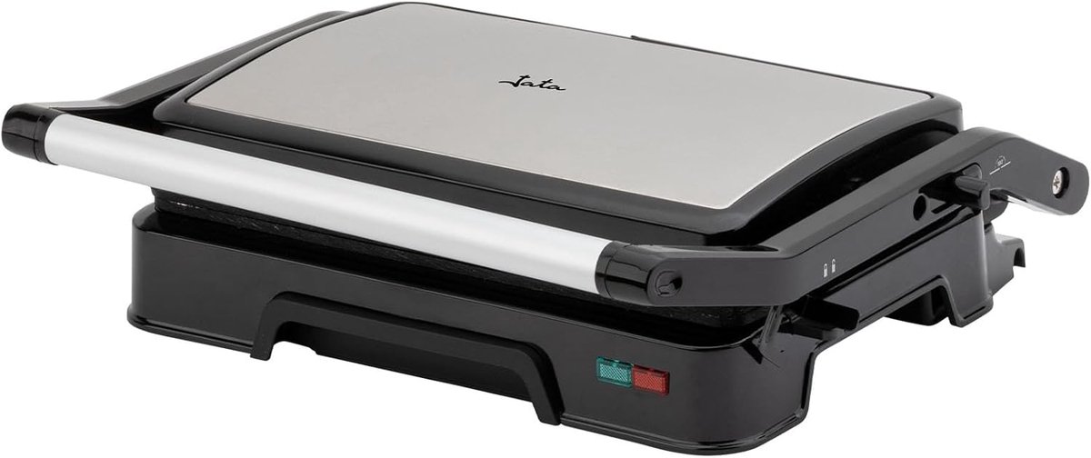 Elektrische Contactgrill - Ribbelplaat Grill - Gezond Koken - 180 Graden Open - 23 Bij 14.5 cm - Zwart
