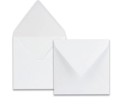 25 Witte Vierkante Enveloppen 16,5x16,5 cm Met Puntige Klep