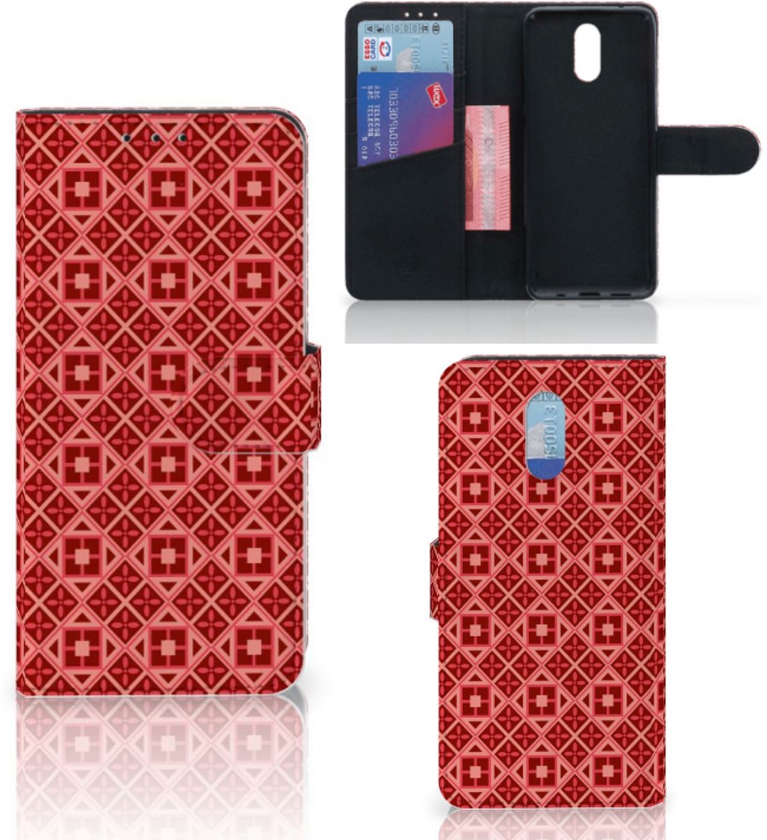 Boekhoesje voor Nokia 2.3 Telefoon Hoesje Batik Rood