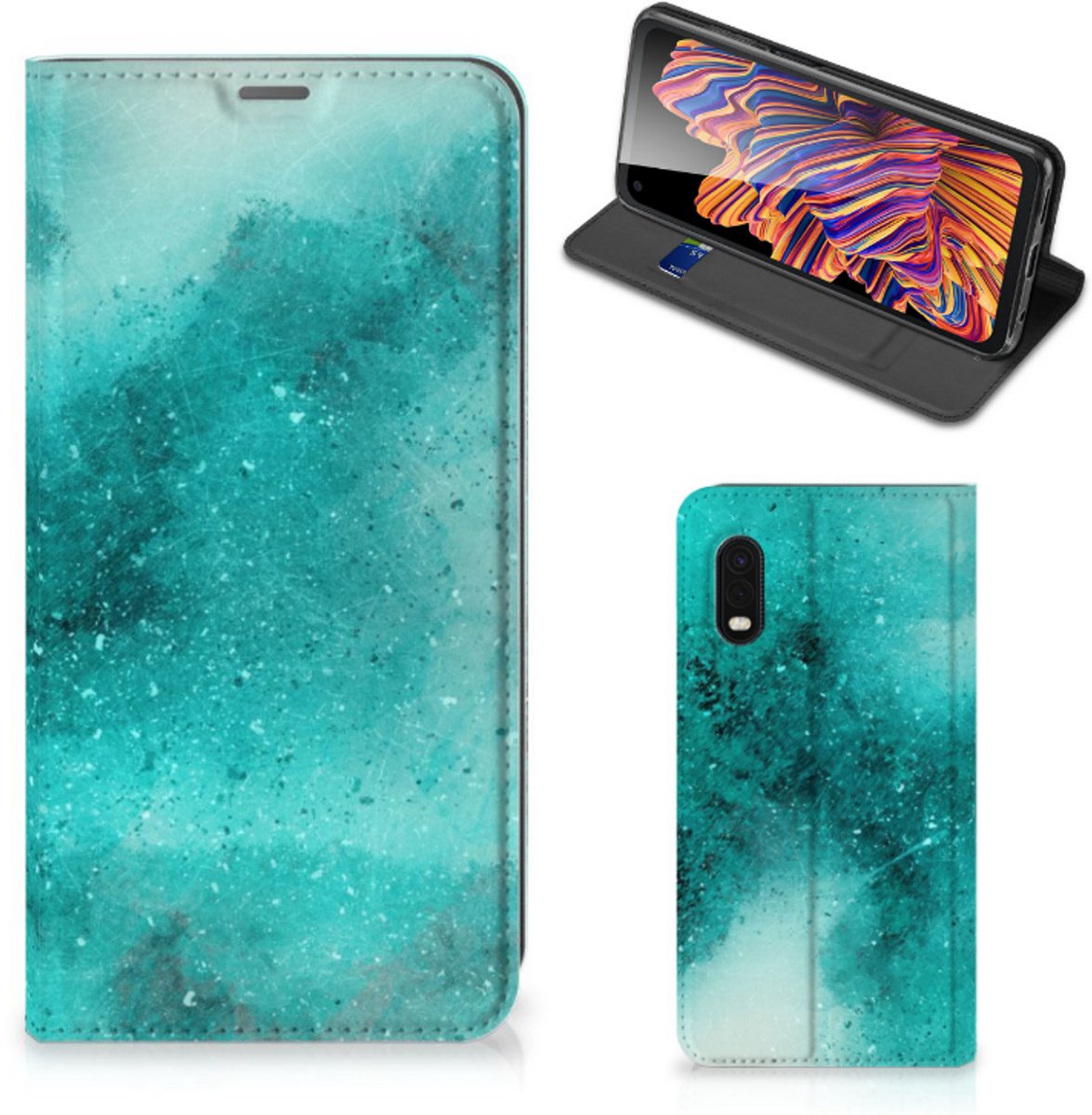 Standcase Hoesje voor Bookcase Samsung Xcover Pro Painting Blue