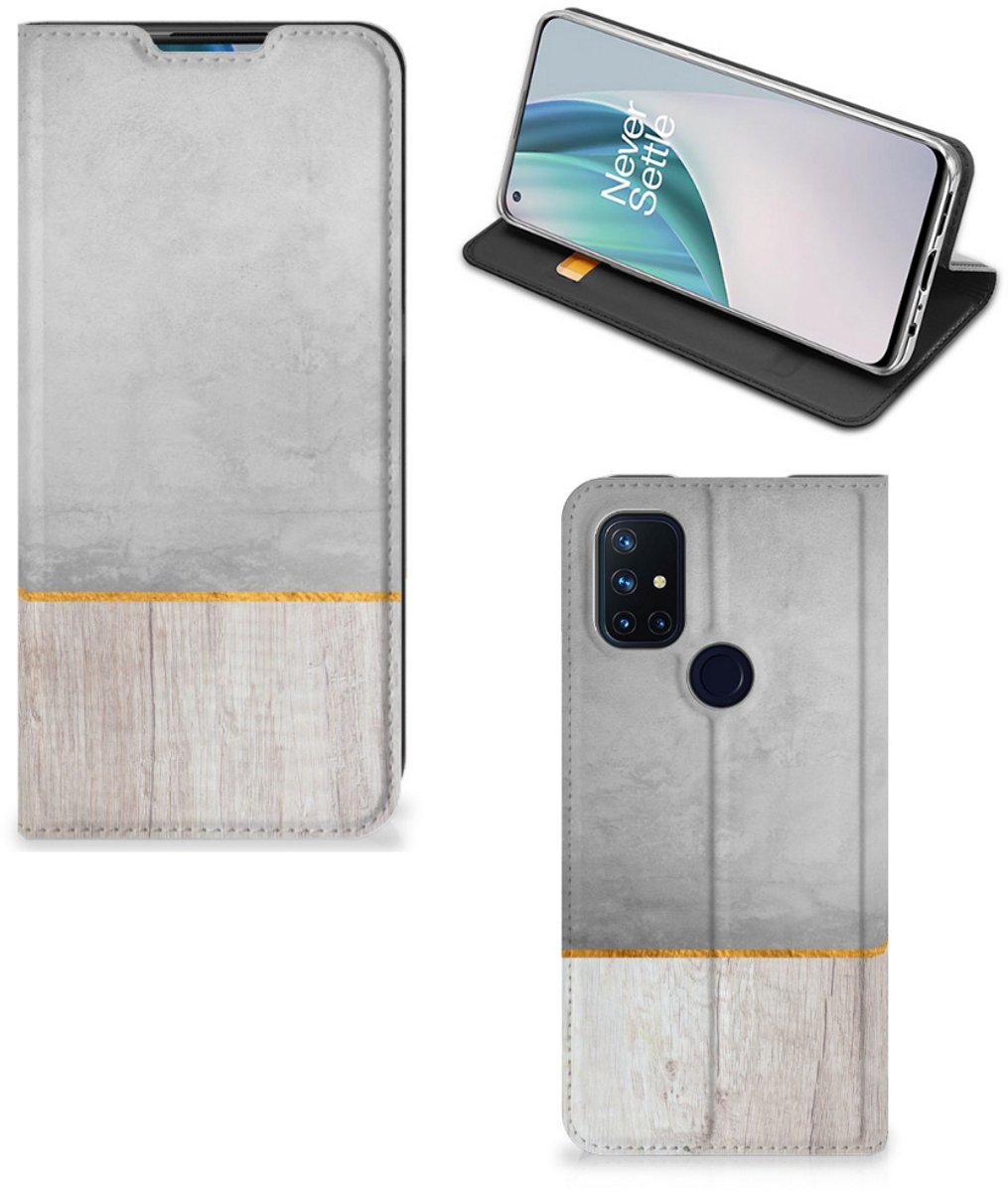 OnePlus Nord N10 5G Book Wallet Case Wood Concrete