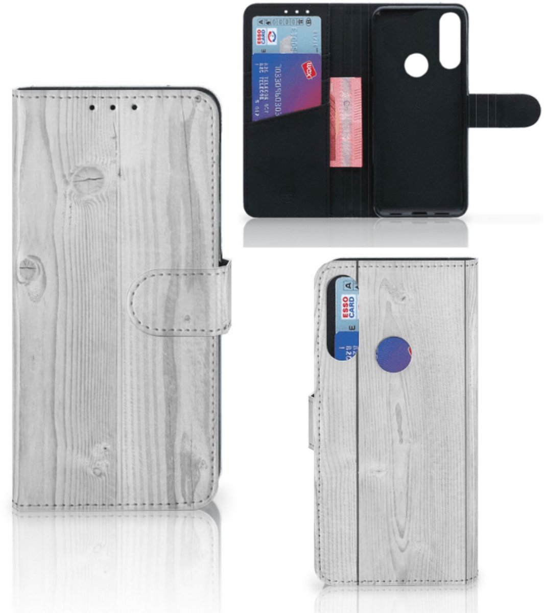 Alcatel 1S 2020 Book Style Case White Wood