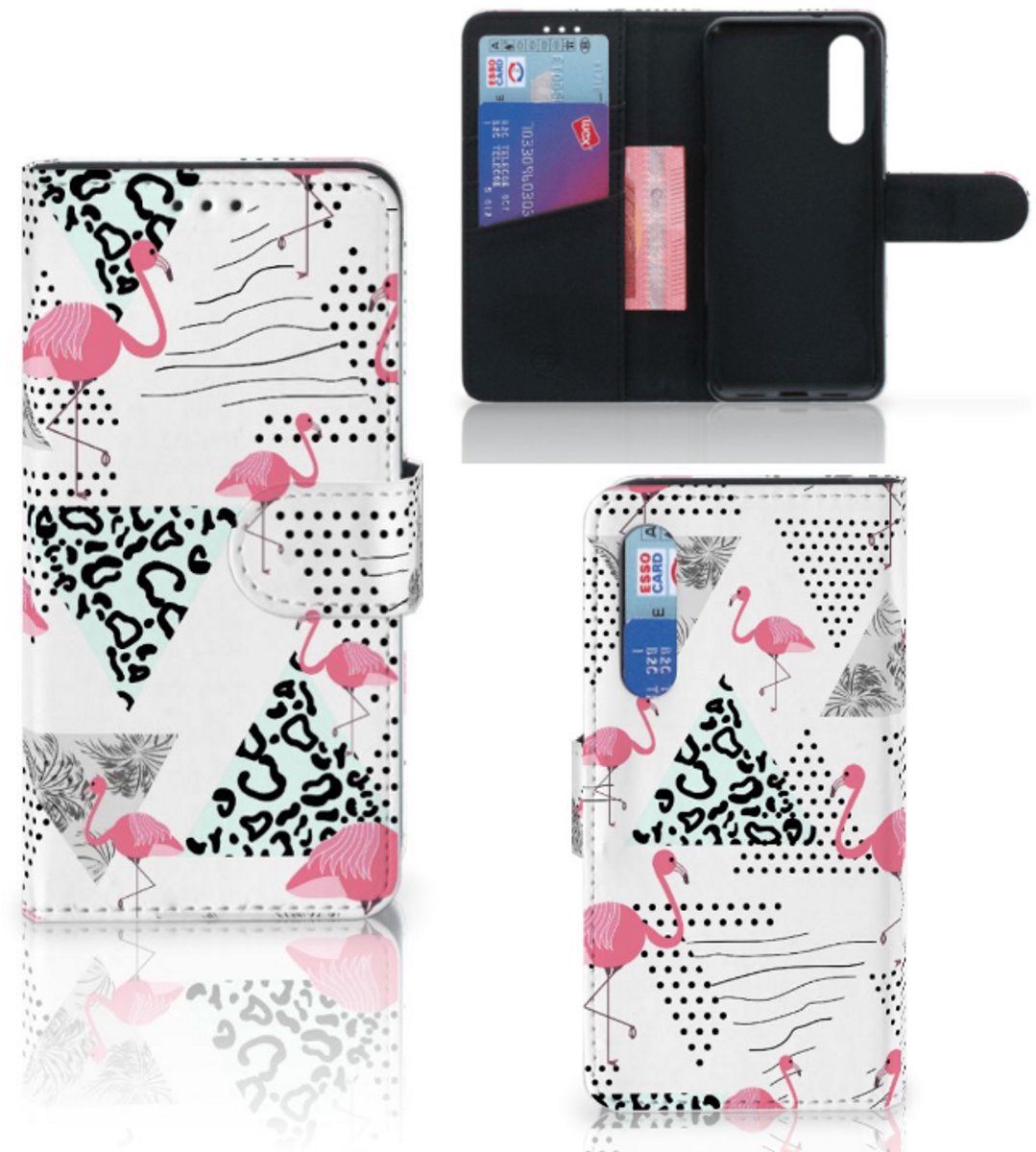 Xiaomi Mi 9 SE Telefoonhoesje met Pasjes Flamingo Triangle