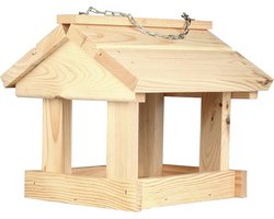 Groot Houten Vogelvoederhuisje voor Buiten - Natuurlijk Hout - Ophangen of Plaatsen