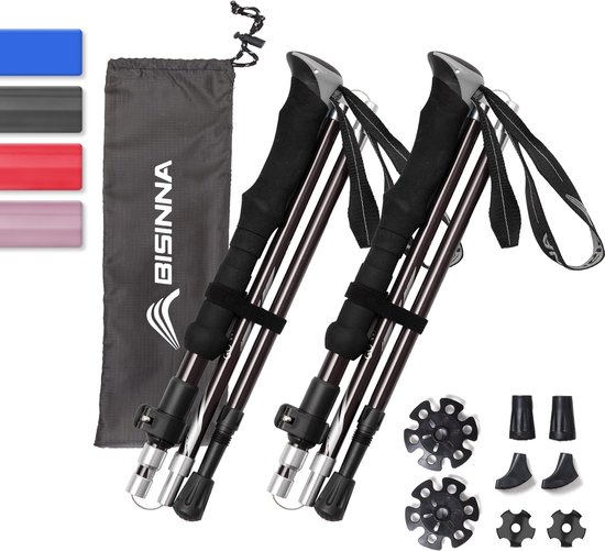 Opvouwbare Wandelstokken Voor Kinderen – 2 Stuks – Aluminium – 185g Per Stok – Verstelbaar En Lichtgewicht – Voor Wandelen, Skiën En Kamperen (6-12 Jaar)