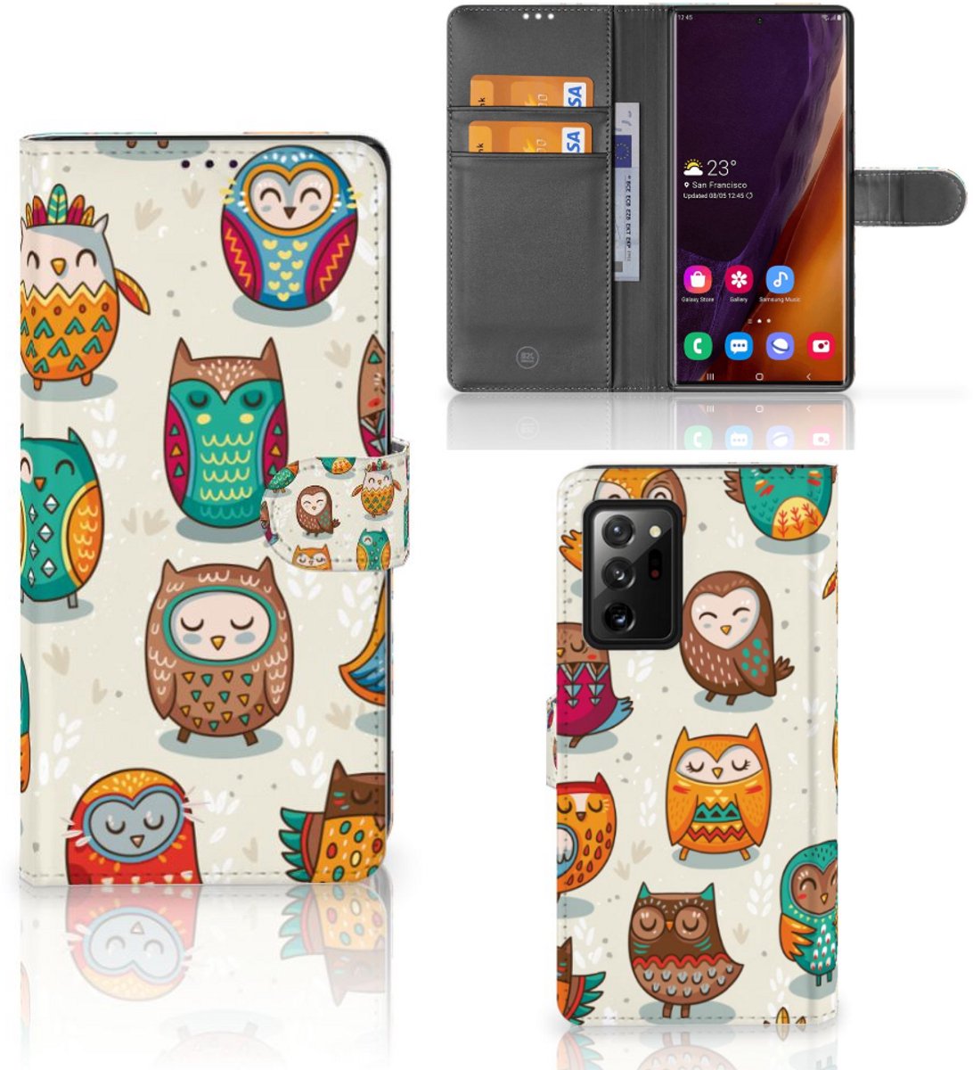 Samsung Galaxy Note20 Ultra Telefoonhoesje met Pasjes Vrolijke Uilen