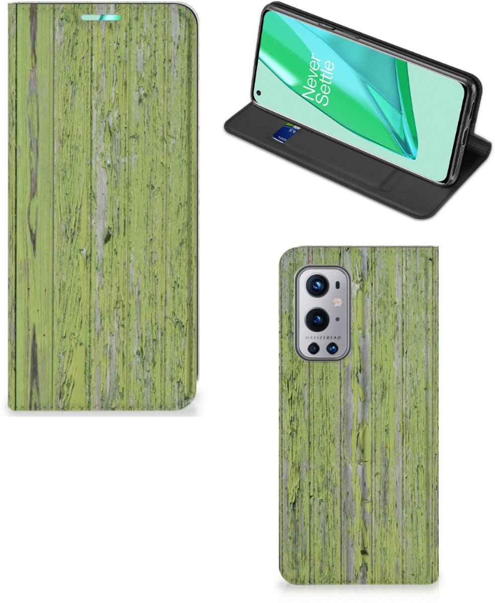 OnePlus 9 Pro Book Wallet Case Green Wood