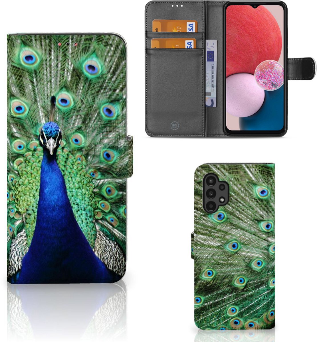 Samsung Galaxy A13 (4G) Telefoonhoesje met Pasjes Pauw