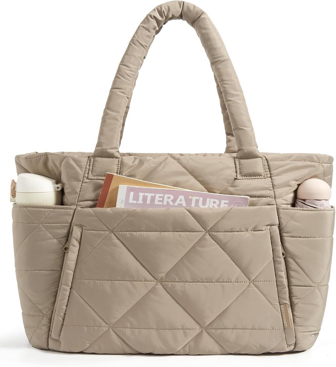 Dames Totebag - Zachte, Grote Schoudertas met Rits en Vakken voor Reizen