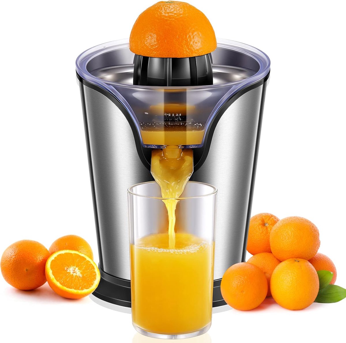 Elektrische Citruspers met Stille Motor en Antidruppeluitloop - Geschikt voor Sinaasappels, Citroenen en Grapefruits