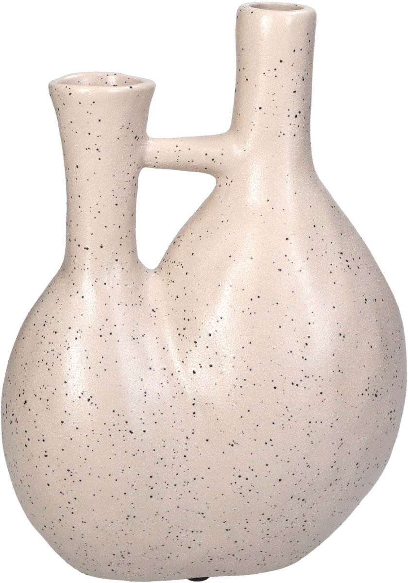 HD Collection Vaas Modern Ivoor Keramiek met spikkels - Organisch, stijlvol design Beige/Creme