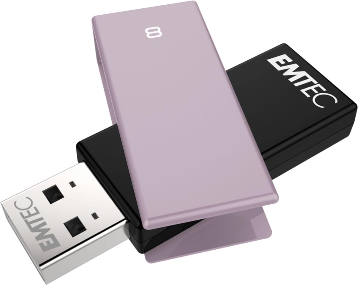 USB Stick 8 GB met Draaimechanisme - Zwart en Paars - USB 2.0