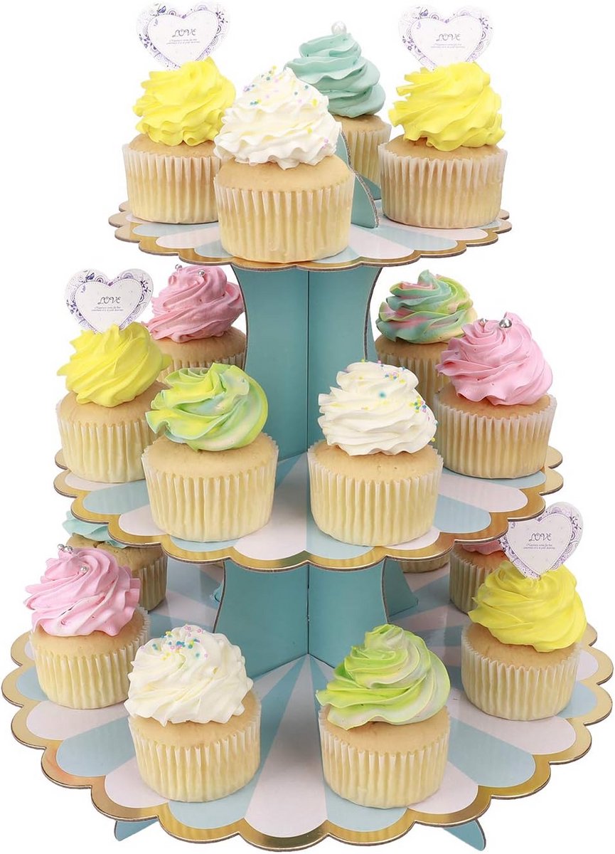 3-Tier Taartstandaard voor Bruiloften en Feesten - Cupcake & Muffin Display van Karton