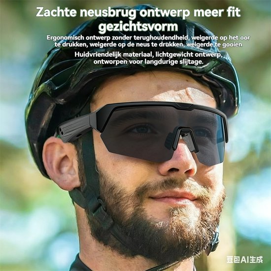 Bluetooth Zonnebril-Smart Glasses - Zonnebril Bluetooth -Fietsen & Sporten - Ingebouwde Speakers voor muziek-Smart touch - active noise reduction - IPX5 waterproof - Gepolariseerd Glas - Lichtgewicht-Bluetooth 5.3-unisex van OHLOL — afbeelding 4