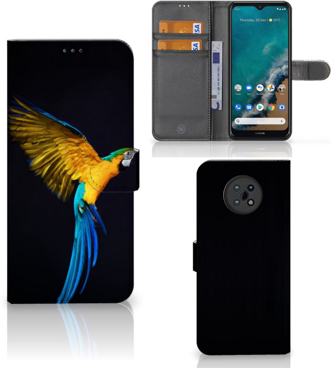 Nokia G50 Telefoonhoesje met Pasjes Papegaai